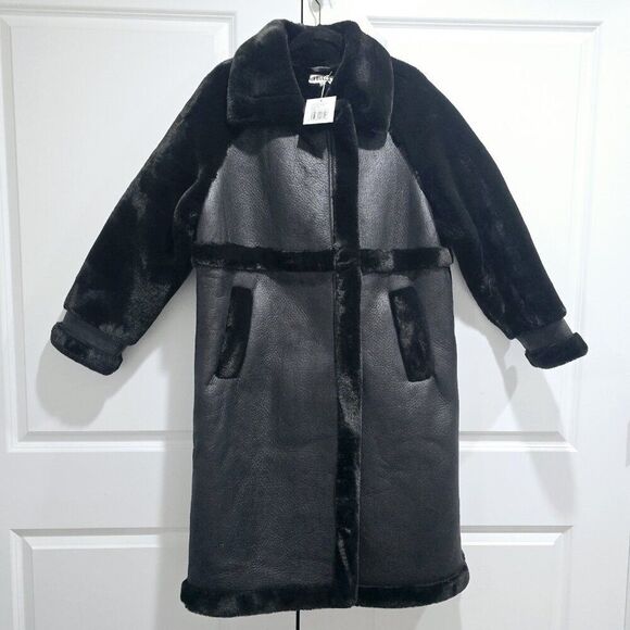NEW - Edited  Size 40 - Anje Faux Fur Black Vegan Coat - Picture 6 of 12